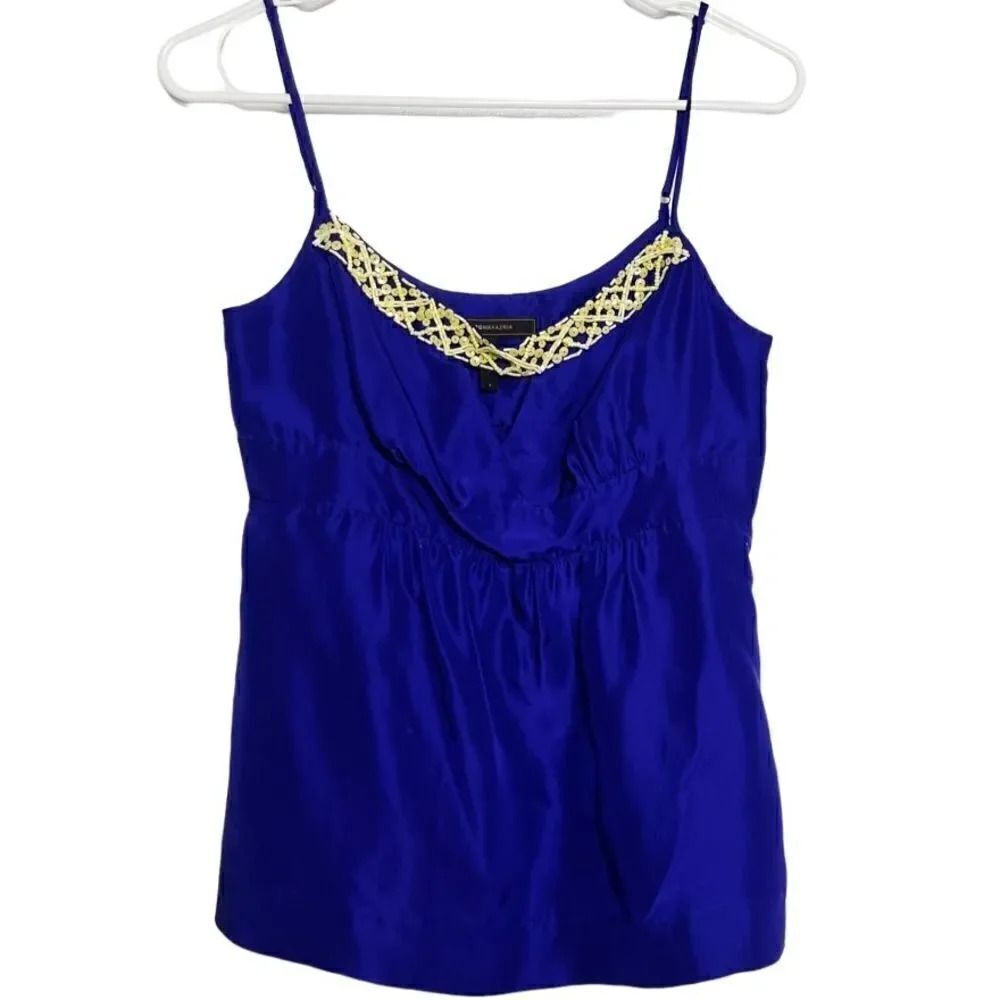 BCBGMaxAzria Beaded Sequin Detailed Blouse Tank Purple Blue Size Small
